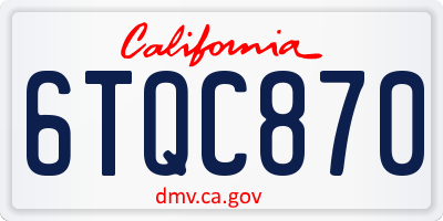 CA license plate 6TQC870