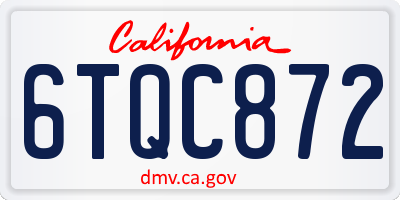 CA license plate 6TQC872