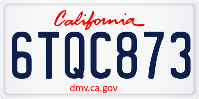 CA license plate 6TQC873