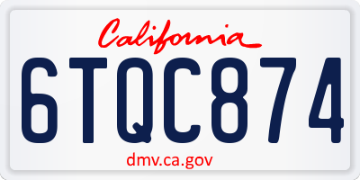 CA license plate 6TQC874