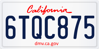 CA license plate 6TQC875
