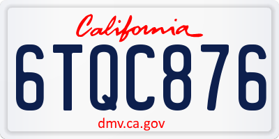 CA license plate 6TQC876