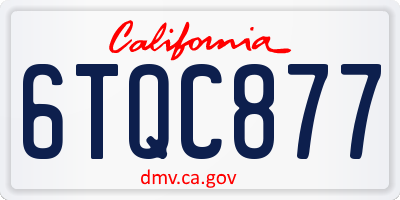 CA license plate 6TQC877