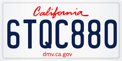 CA license plate 6TQC880