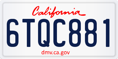 CA license plate 6TQC881