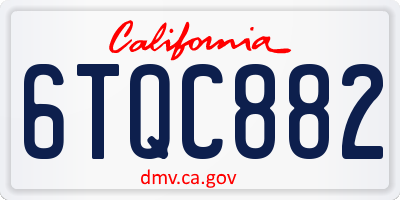 CA license plate 6TQC882