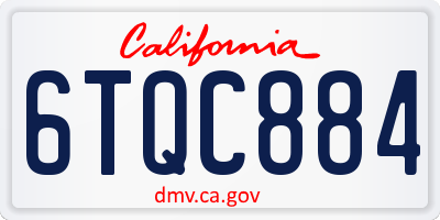 CA license plate 6TQC884