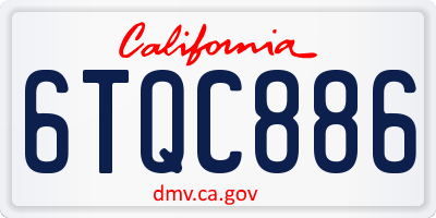 CA license plate 6TQC886