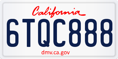 CA license plate 6TQC888