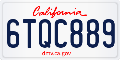 CA license plate 6TQC889