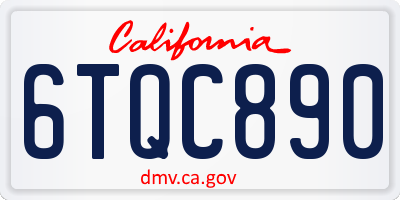 CA license plate 6TQC890