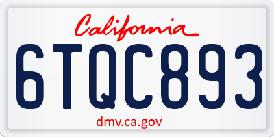 CA license plate 6TQC893