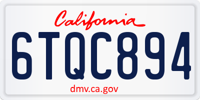 CA license plate 6TQC894