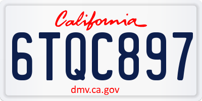 CA license plate 6TQC897