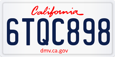 CA license plate 6TQC898