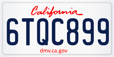 CA license plate 6TQC899