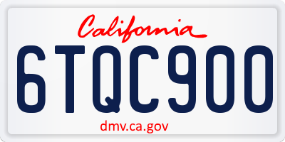 CA license plate 6TQC900