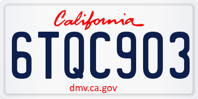 CA license plate 6TQC903