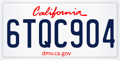 CA license plate 6TQC904