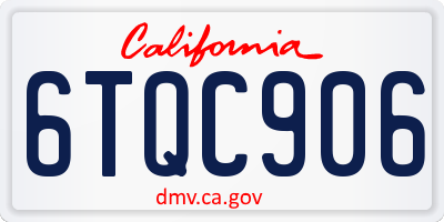 CA license plate 6TQC906