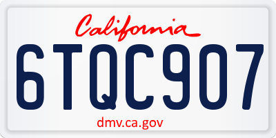 CA license plate 6TQC907