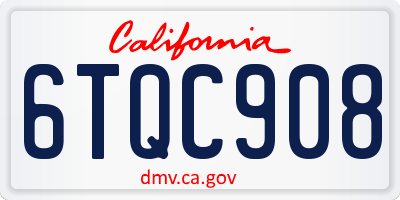 CA license plate 6TQC908