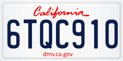 CA license plate 6TQC910
