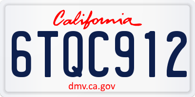 CA license plate 6TQC912