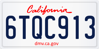 CA license plate 6TQC913