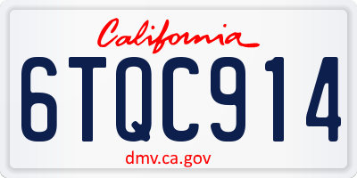 CA license plate 6TQC914