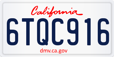 CA license plate 6TQC916