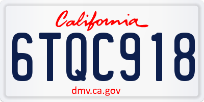 CA license plate 6TQC918