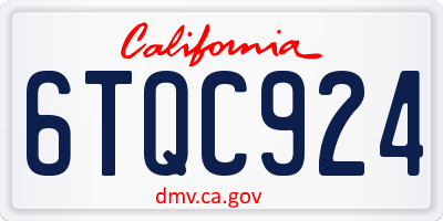 CA license plate 6TQC924