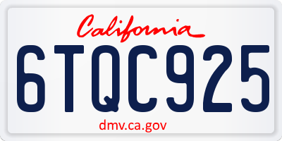 CA license plate 6TQC925