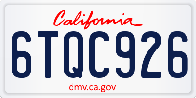 CA license plate 6TQC926