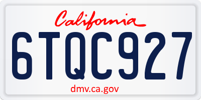 CA license plate 6TQC927