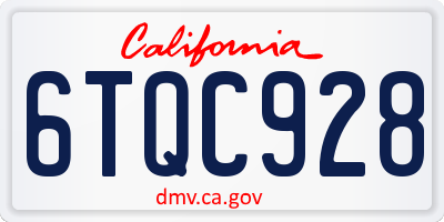 CA license plate 6TQC928