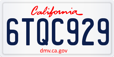 CA license plate 6TQC929