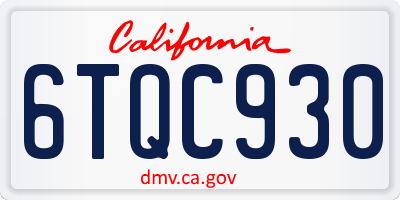 CA license plate 6TQC930