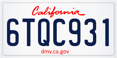 CA license plate 6TQC931