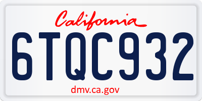 CA license plate 6TQC932