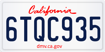 CA license plate 6TQC935