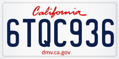 CA license plate 6TQC936