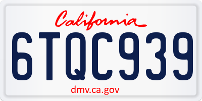 CA license plate 6TQC939