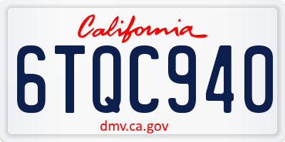 CA license plate 6TQC940