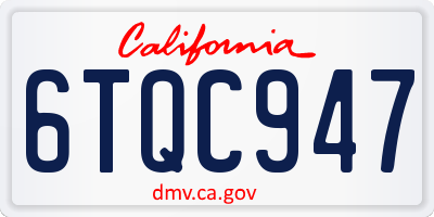 CA license plate 6TQC947