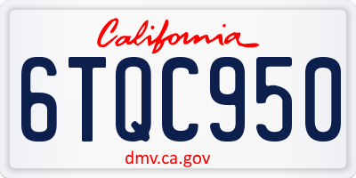 CA license plate 6TQC950