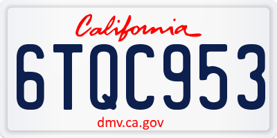 CA license plate 6TQC953