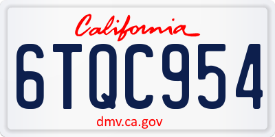 CA license plate 6TQC954