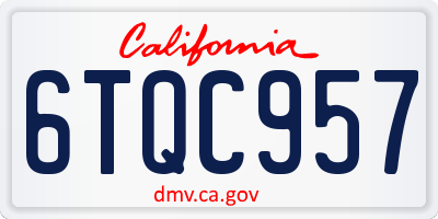 CA license plate 6TQC957